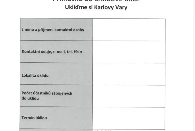 Přihláška k akci DEN ZEMĚ - Ukliďme si Karlovy Vary