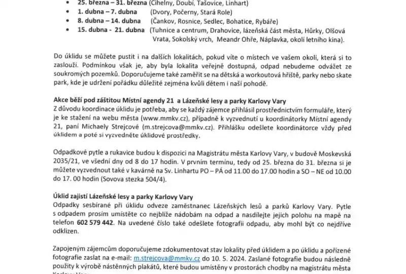 Informace k úklidové akci "Ukliďme si Karlovy Vary" 